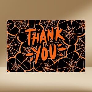 5/$25 Halloween Thank You Card with Orange and Black Design